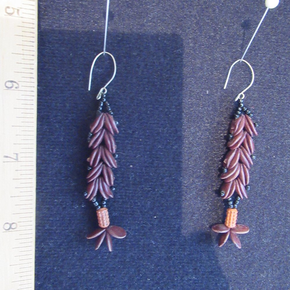 Apple seed Earrings, Mexico, Handmade, Brown